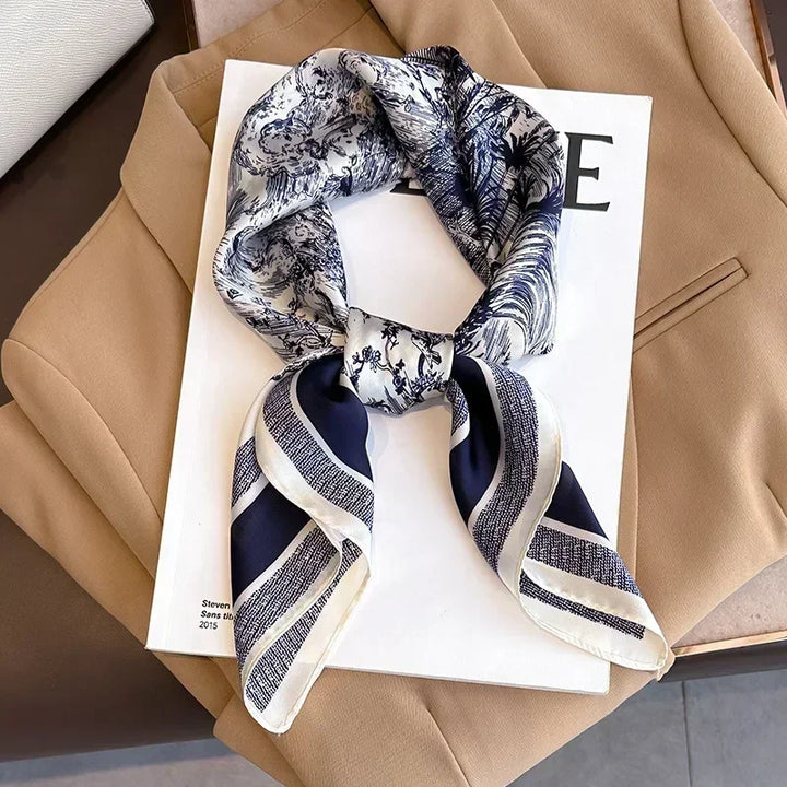 Women's Printed Satin Square Scarf for Hair and Bag 31