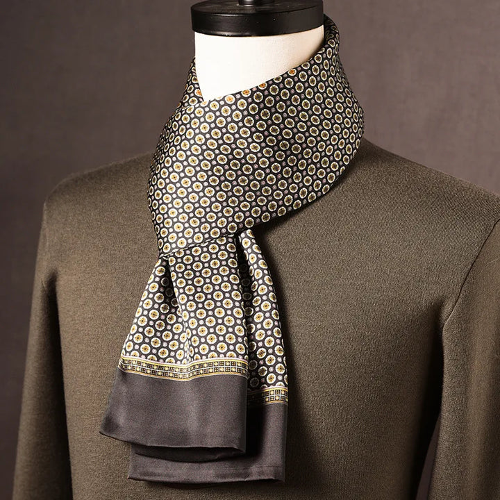 Men's 100% Mulberry Silk Scarf, Double Layer, Polka Dot Pattern, 160cm 7