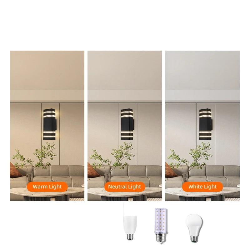 Outdoor LED Wall Sconce with Up & Down Light Effect, E27 Socket, IP65 Waterproof, Modern Garden & Balcony Lamp 2