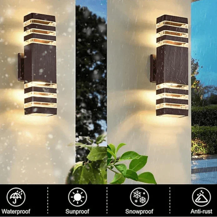 Outdoor LED Wall Sconce with Up & Down Light Effect, E27 Socket, IP65 Waterproof, Modern Garden & Balcony Lamp 4