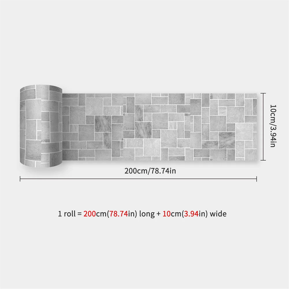Waterproof Mosaic Peel and Stick Wall Stickers, 10 x 200 cm Strip 22