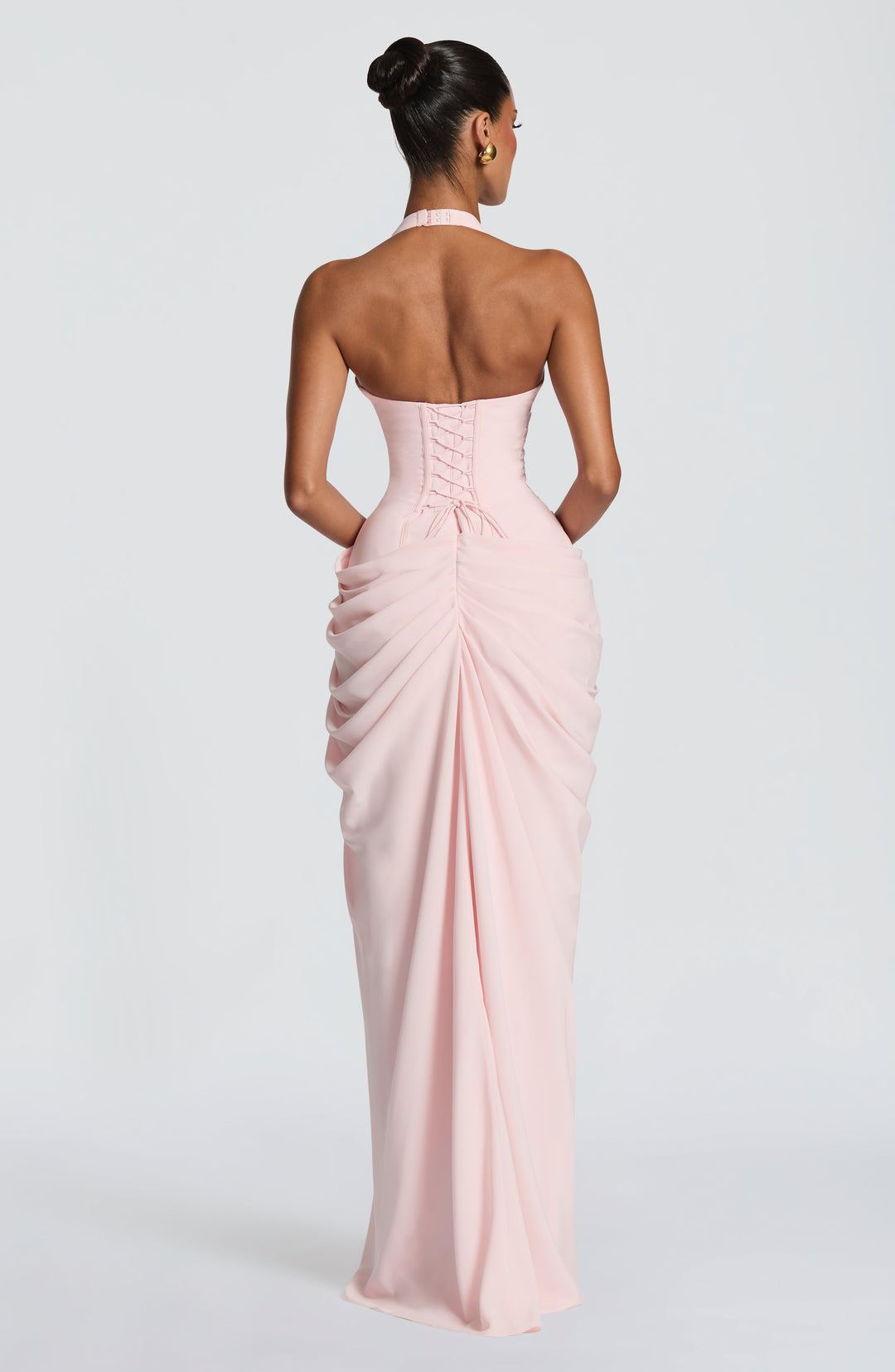 Linde Halter Maxi Dress with Corset Bodice and Chiffon Skirt 2