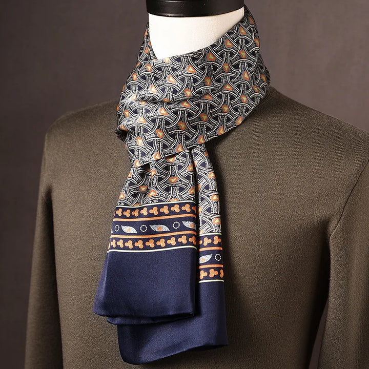 Men's 100% Mulberry Silk Scarf, Double Layer, Polka Dot Pattern, 160cm 11
