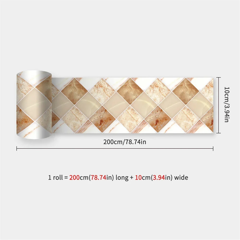 Waterproof Mosaic Peel and Stick Wall Stickers, 10 x 200 cm Strip 59