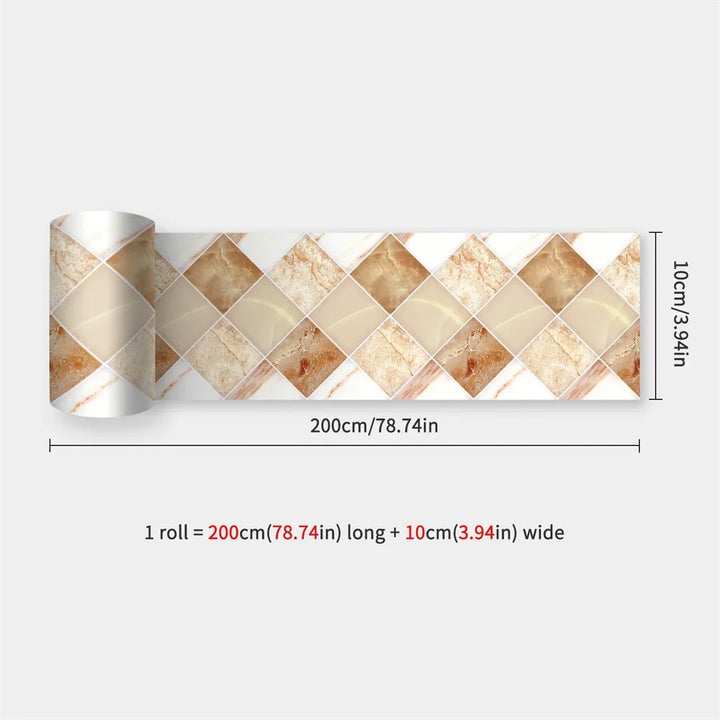 Waterproof Mosaic Peel and Stick Wall Stickers, 10 x 200 cm Strip 59