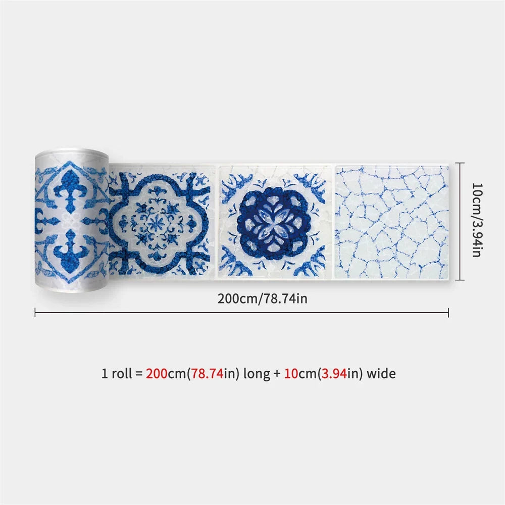 Waterproof Mosaic Peel and Stick Wall Stickers, 10 x 200 cm Strip 30