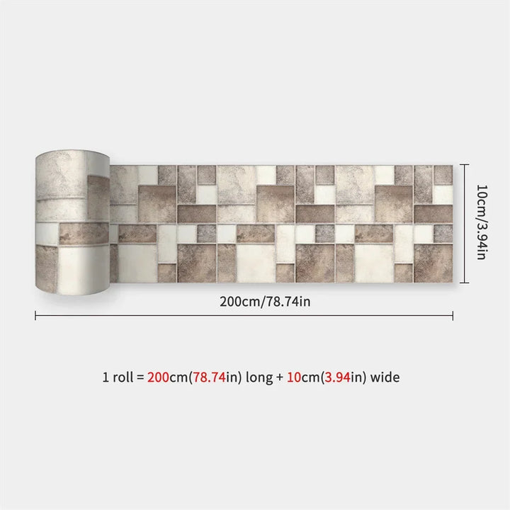 Waterproof Mosaic Peel and Stick Wall Stickers, 10 x 200 cm Strip 18