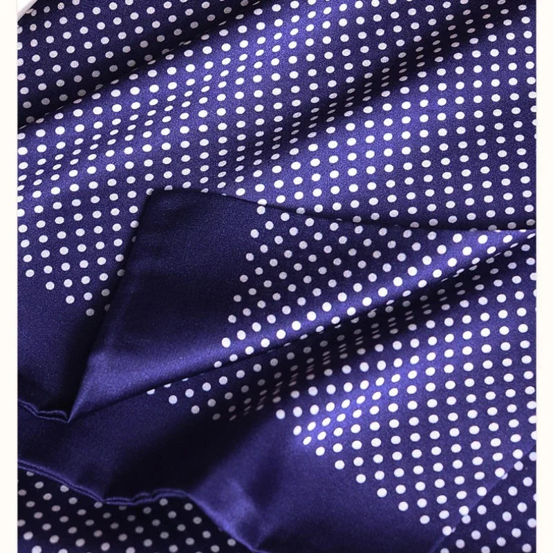 Men's 100% Mulberry Silk Scarf, Double Layer, Polka Dot Pattern, 160cm 27