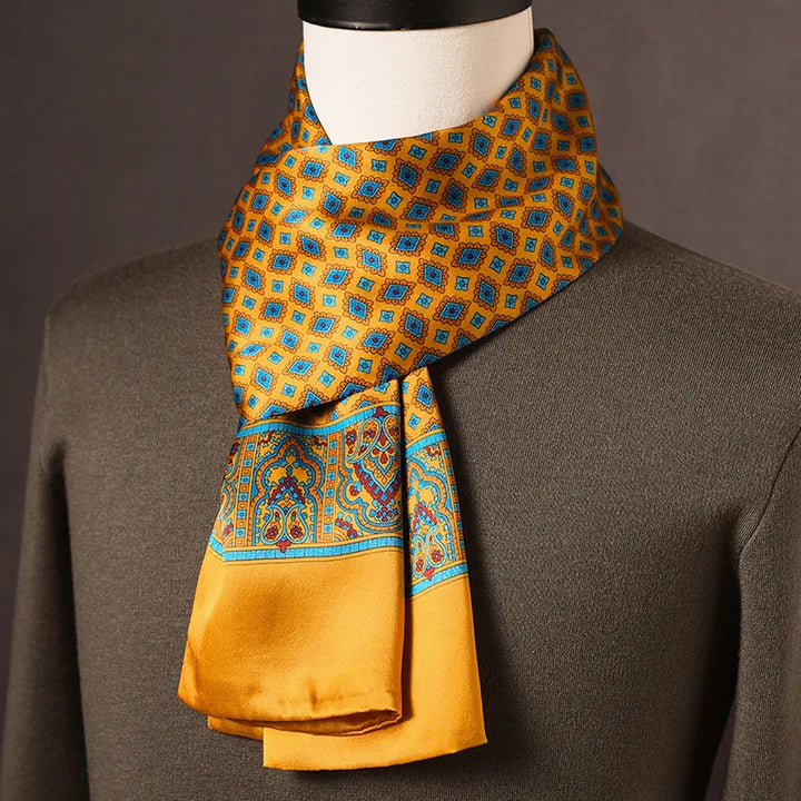 Men's 100% Mulberry Silk Scarf, Double Layer, Polka Dot Pattern, 160cm 5