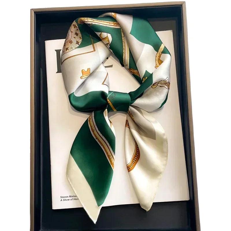 Women's Printed Satin Square Scarf for Hair and Bag 2