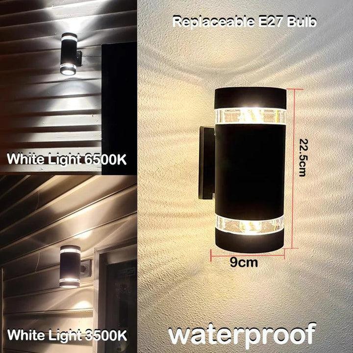 Outdoor LED Wall Sconce with Up & Down Light Effect, E27 Socket, IP65 Waterproof, Modern Garden & Balcony Lamp 10