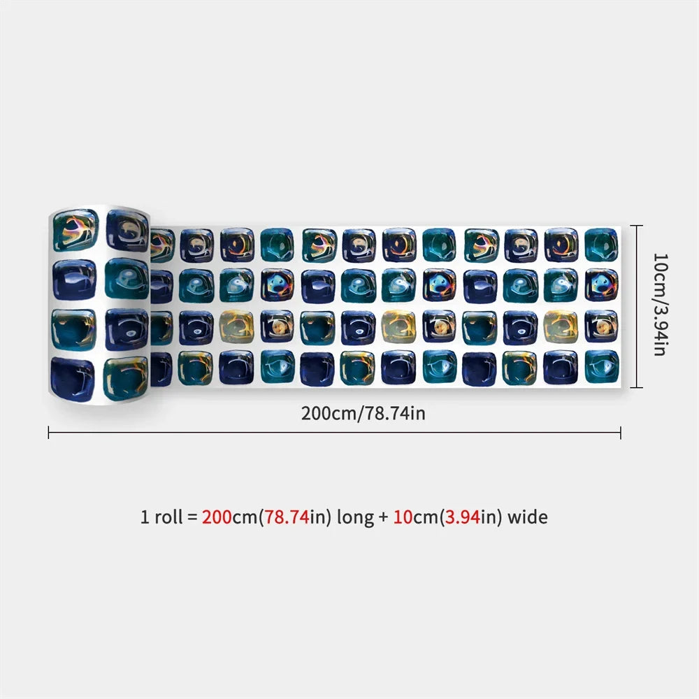 Waterproof Mosaic Peel and Stick Wall Stickers, 10 x 200 cm Strip 24