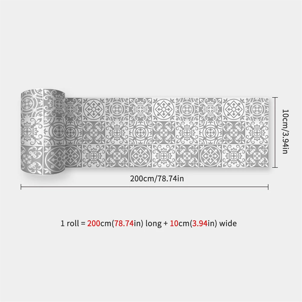 Waterproof Mosaic Peel and Stick Wall Stickers, 10 x 200 cm Strip 57