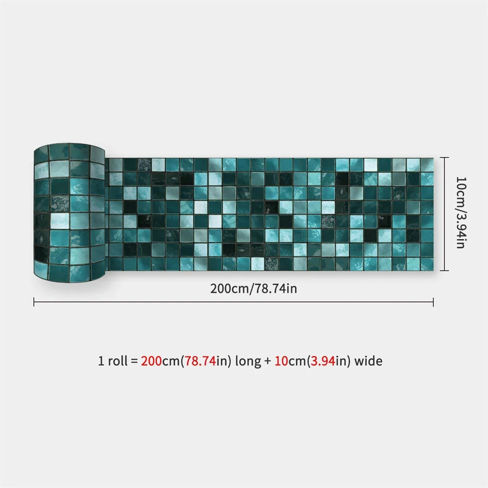 Waterproof Mosaic Peel and Stick Wall Stickers, 10 x 200 cm Strip 31