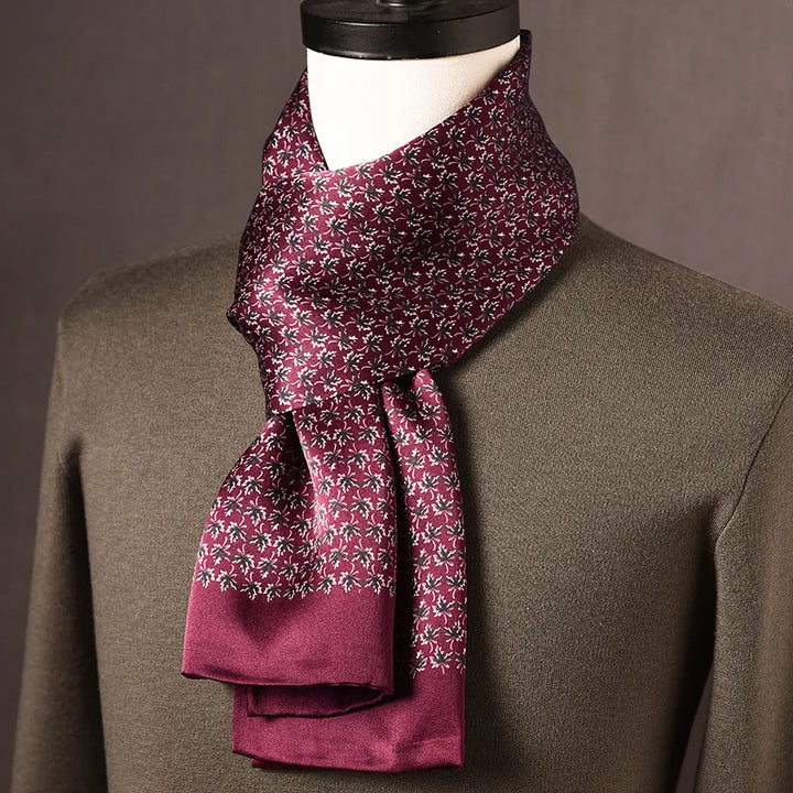 Men's 100% Mulberry Silk Scarf, Double Layer, Polka Dot Pattern, 160cm 17