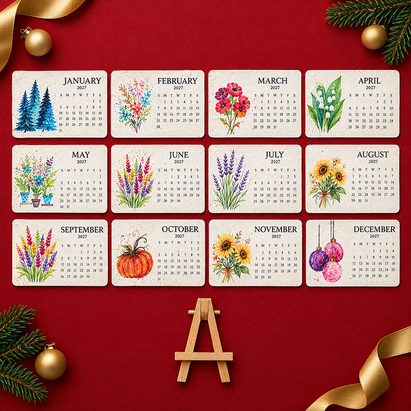Plantable Seed Paper Calendar 2027 with 12 Months of Blooms 10