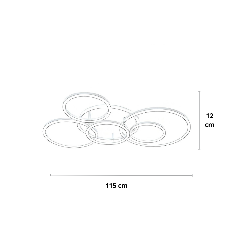 Modern Black LED Ceiling Light with 5 or 6 Dimmable Rings and Remote 12