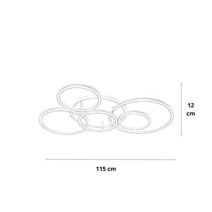 Modern Black LED Ceiling Light with 5 or 6 Dimmable Rings and Remote 12