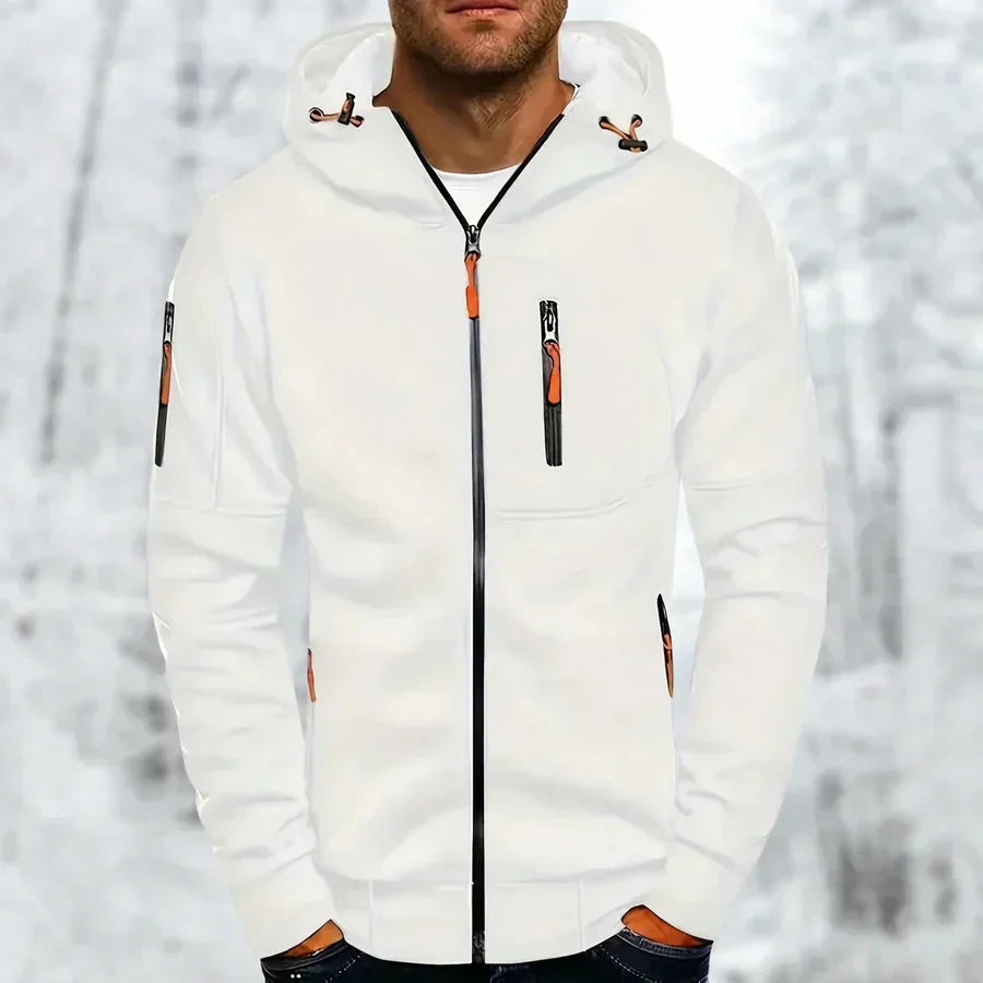 Men's Zip-Up Hoodie with Hood – Jacquard Polyester, Relaxed Fit 3