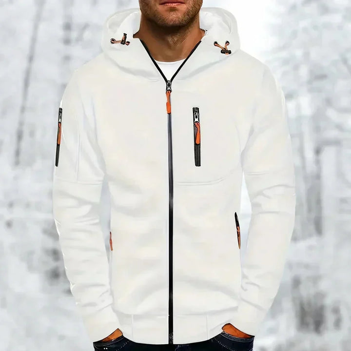 Men's Zip-Up Hoodie with Hood – Jacquard Polyester, Relaxed Fit 3