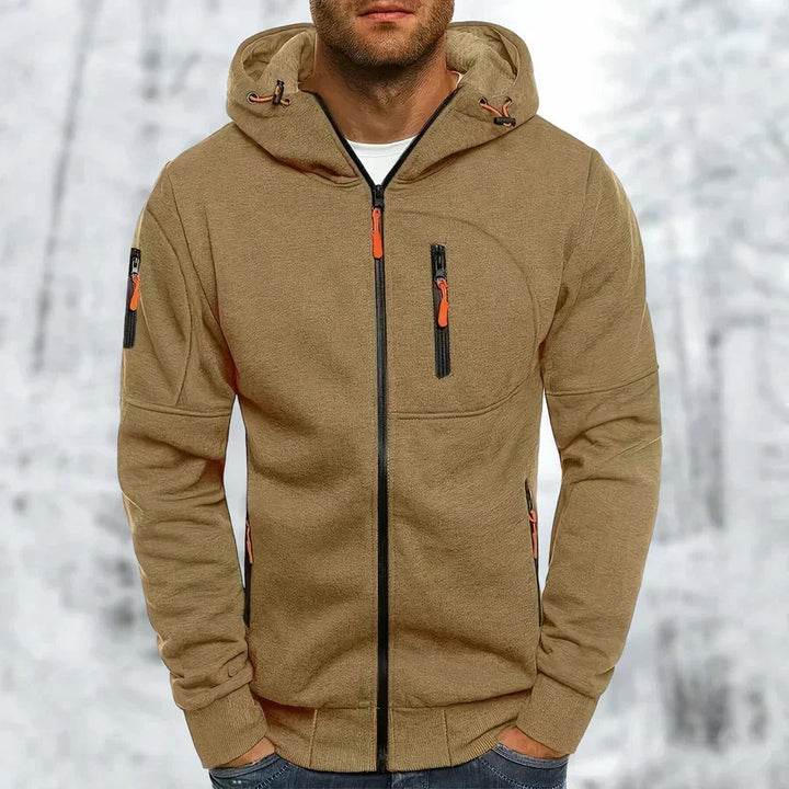 Men's Zip-Up Hoodie with Hood – Jacquard Polyester, Relaxed Fit 10
