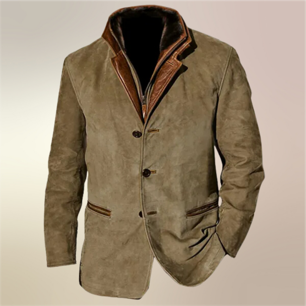 Men's Lined Suede Jacket - Tailored Vintage Autumn Winter Coat 2