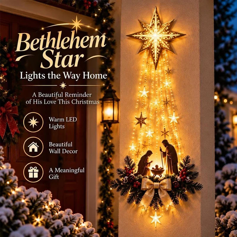 Lighted Christmas Wall Decoration with Star of Bethlehem and Warm Glow 1