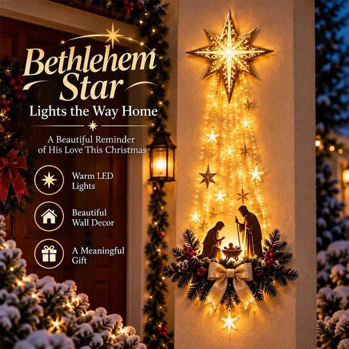 Lighted Christmas Wall Decoration with Star of Bethlehem and Warm Glow 1