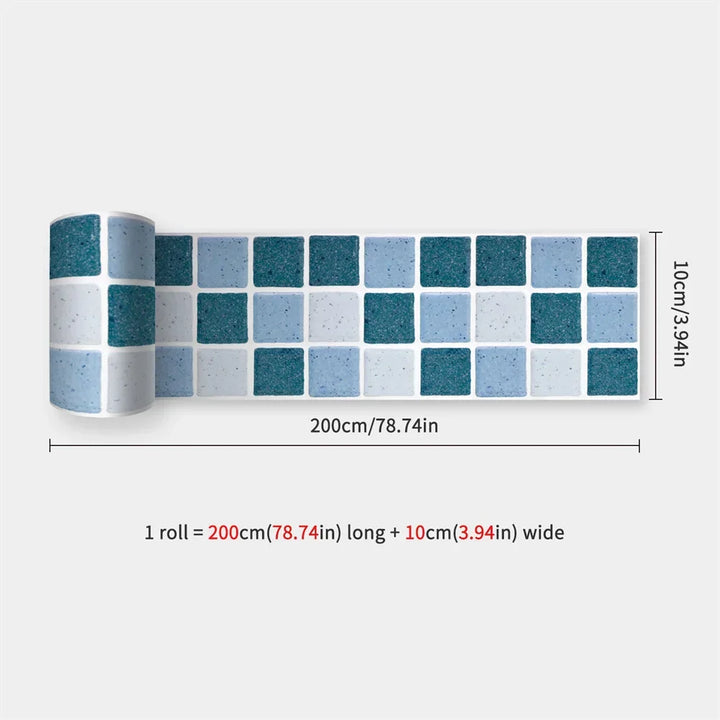 Waterproof Mosaic Peel and Stick Wall Stickers, 10 x 200 cm Strip 44
