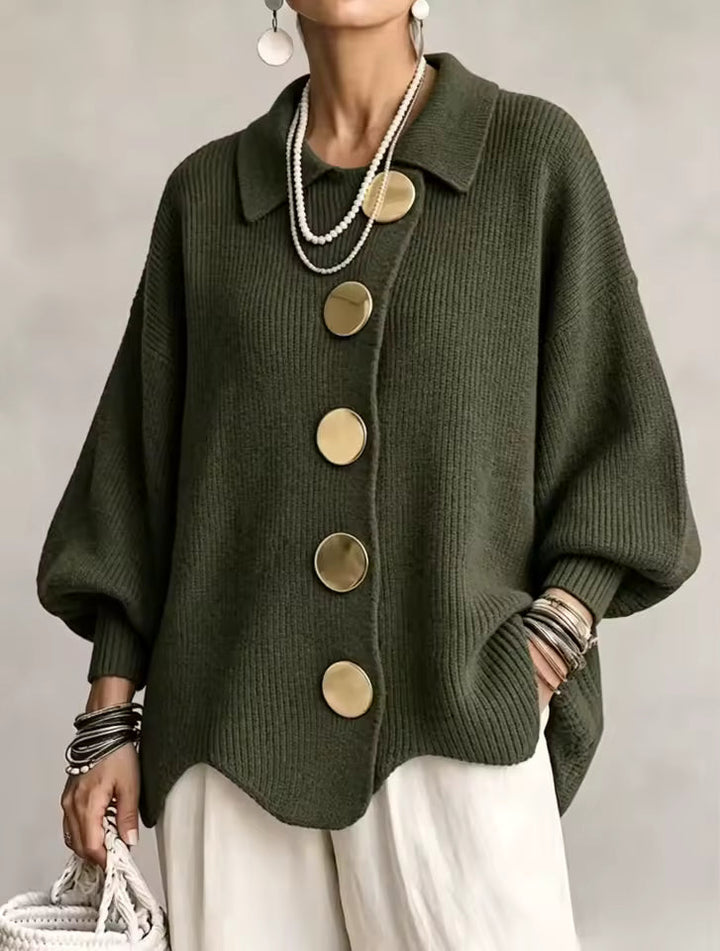 Elegant Oversized Cardigan with Statement Buttons 4