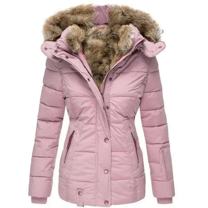 Women's Thick Winter Parka with Faux Fur-Lined Hood, Military Style 6