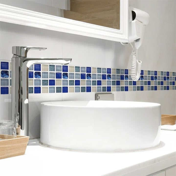 Waterproof Mosaic Peel and Stick Wall Stickers, 10 x 200 cm Strip 56