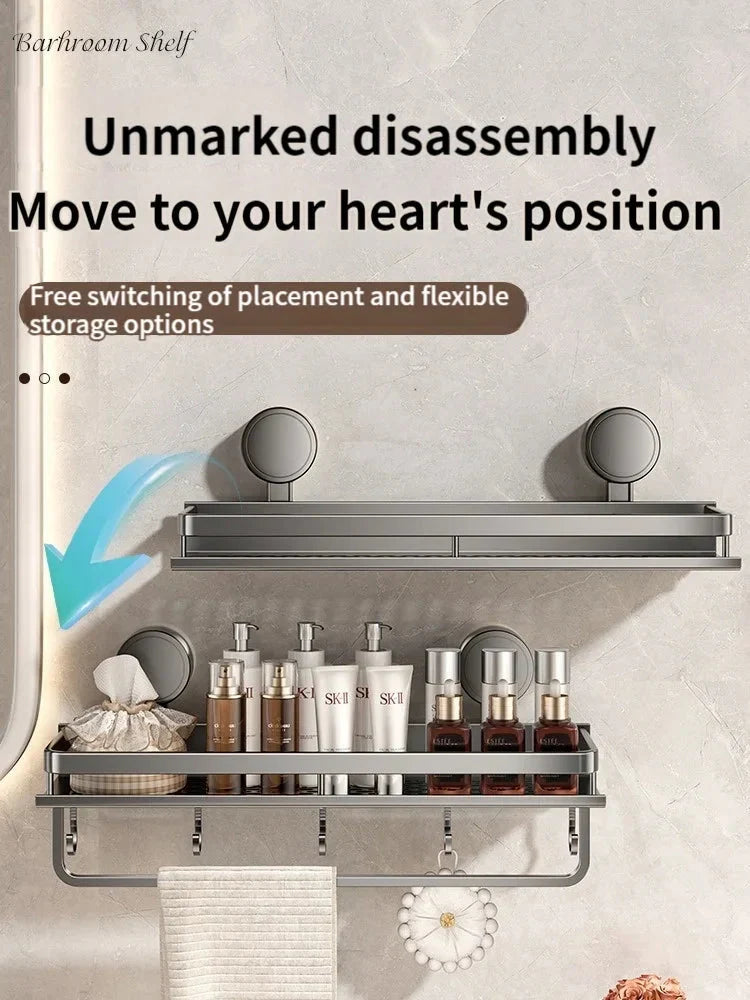 Suction Cup Bathroom Shelf | No-Drill | Drainage Rack Organizer 4