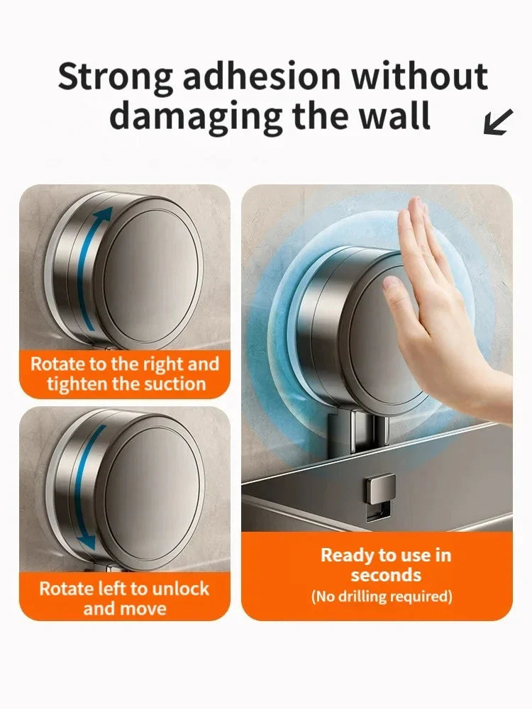 Suction Cup Bathroom Shelf | No-Drill | Drainage Rack Organizer 5