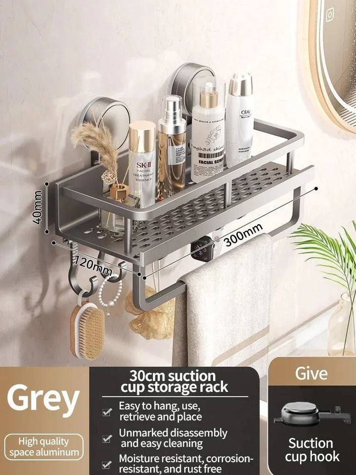 Suction Cup Bathroom Shelf | No-Drill | Drainage Rack Organizer 6