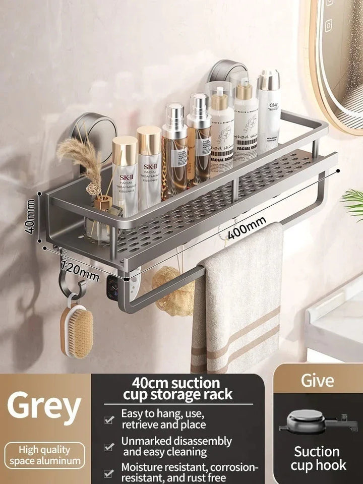 Suction Cup Bathroom Shelf | No-Drill | Drainage Rack Organizer 7