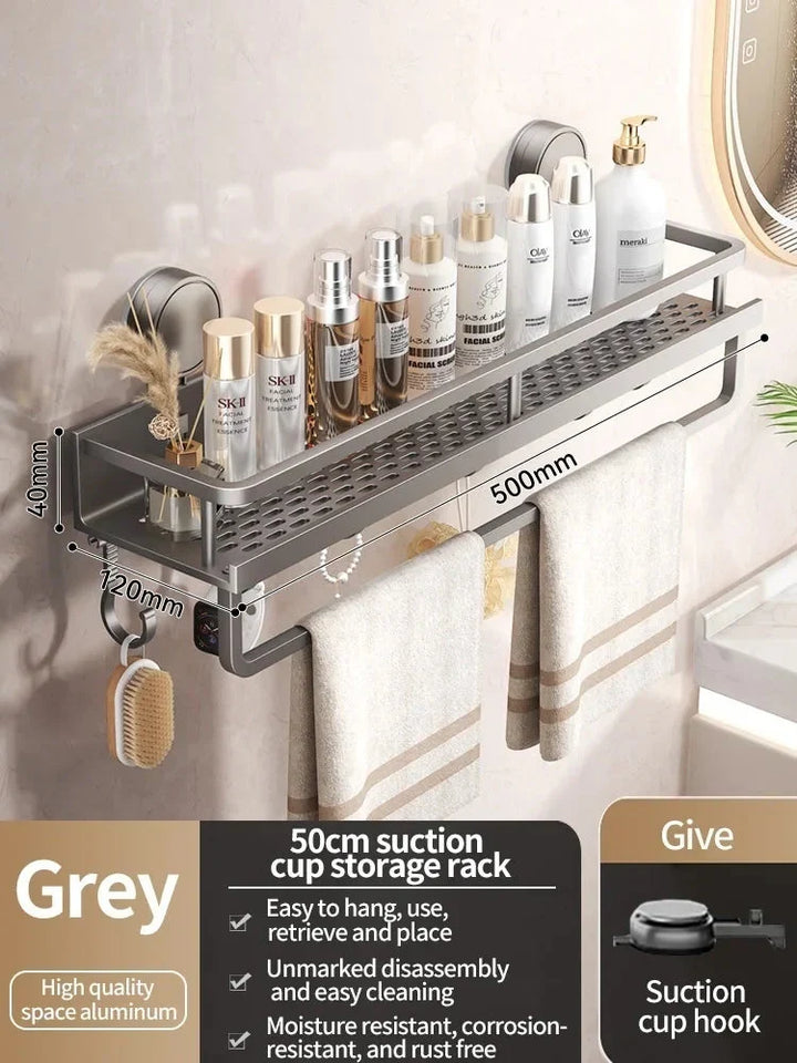 Suction Cup Bathroom Shelf | No-Drill | Drainage Rack Organizer 8
