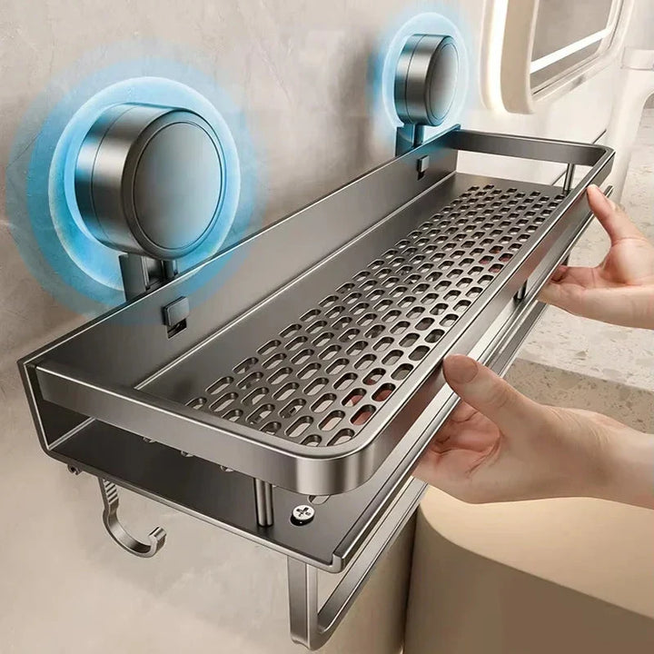 Suction Cup Bathroom Shelf | No-Drill | Drainage Rack Organizer 1