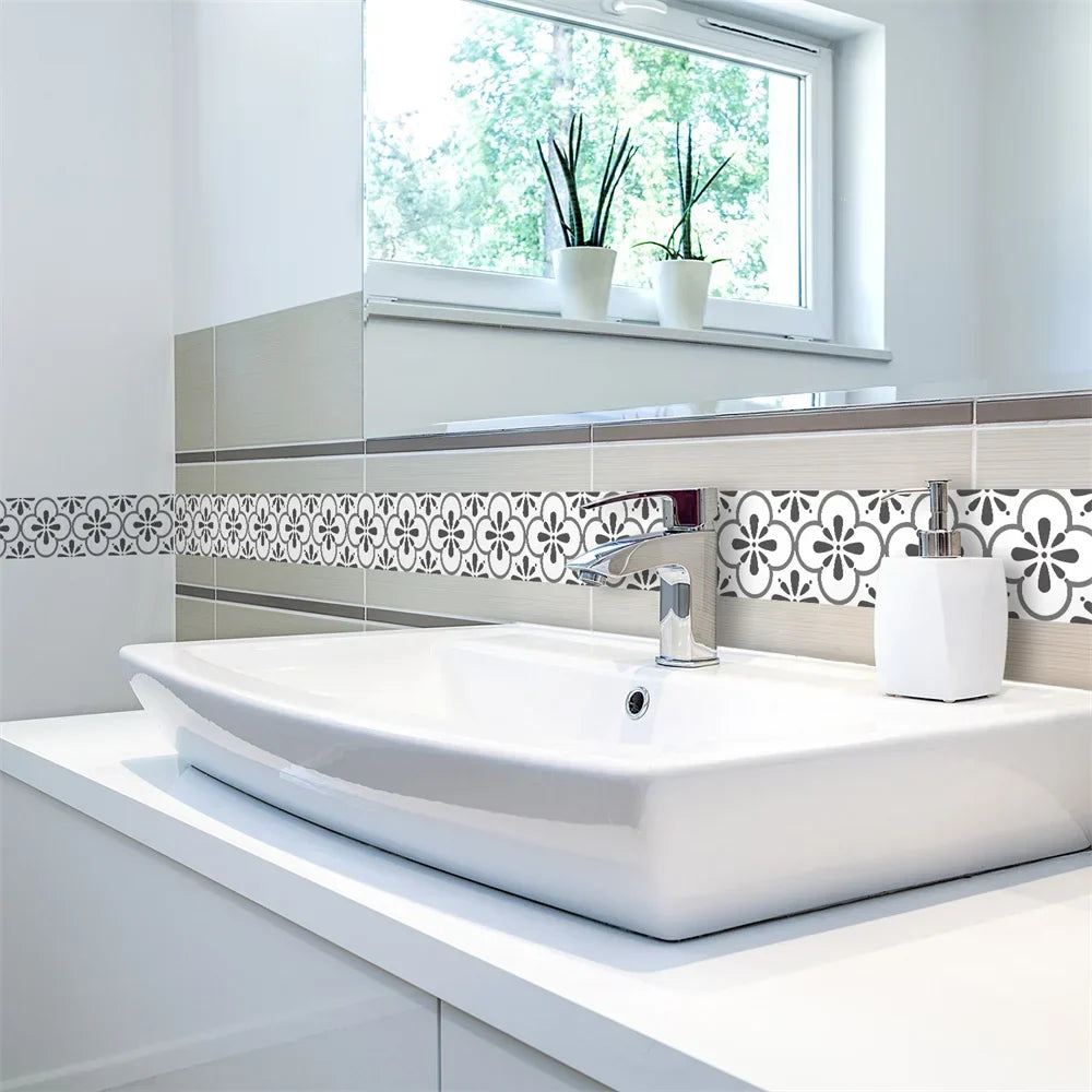Waterproof Mosaic Peel and Stick Wall Stickers, 10 x 200 cm Strip 9