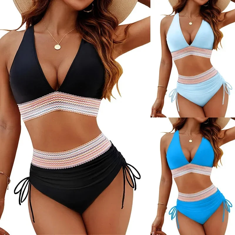 High Waisted Tummy Control Bikini Set with Ruffles 2