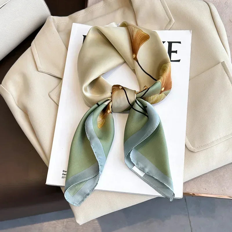 Women's Printed Satin Square Scarf for Hair and Bag 44