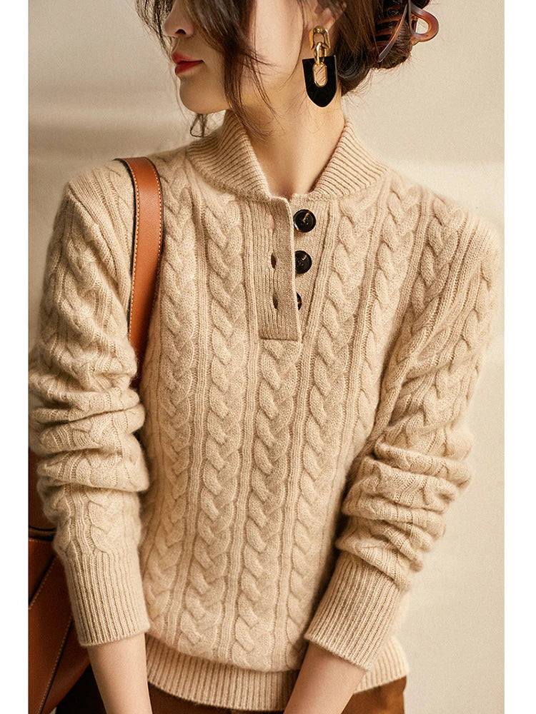 Arden Button-Up Cashmere Sweater 11