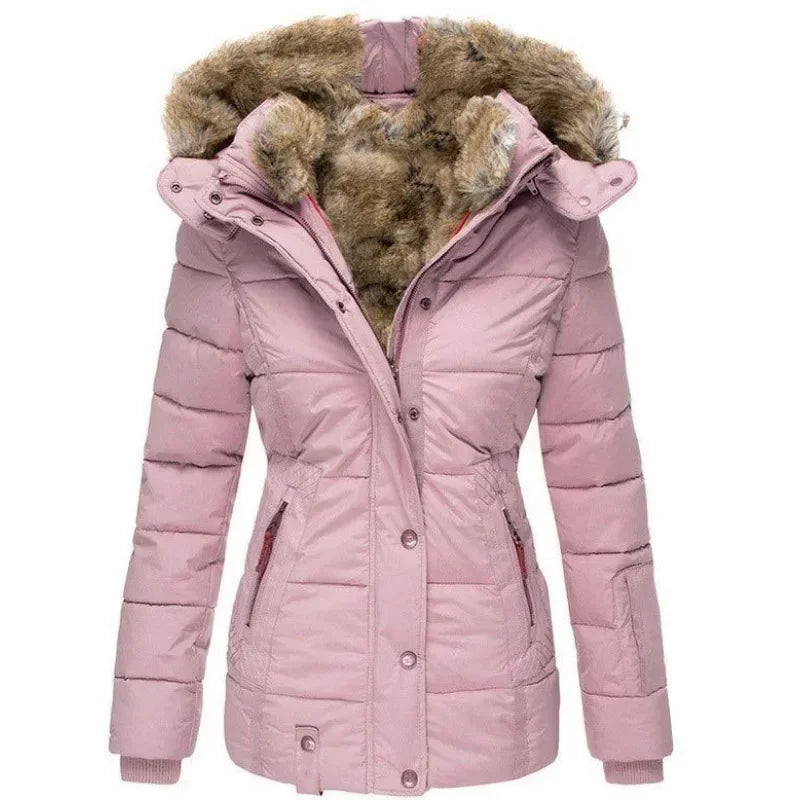 Women's Thick Winter Parka with Faux Fur-Lined Hood, Military Style 8