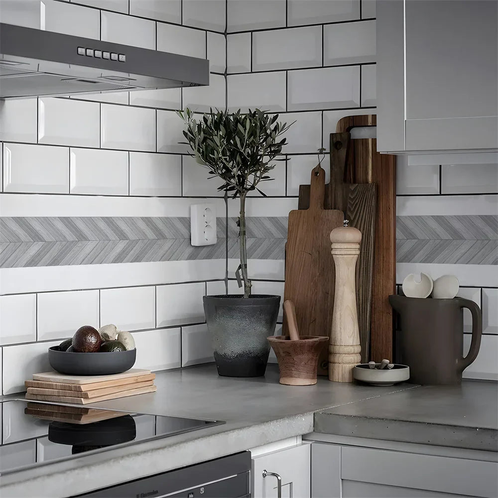 Waterproof Mosaic Peel and Stick Wall Stickers, 10 x 200 cm Strip 6