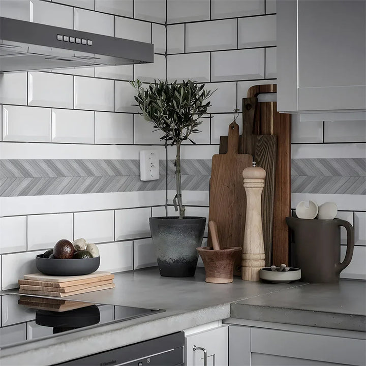 Waterproof Mosaic Peel and Stick Wall Stickers, 10 x 200 cm Strip 6