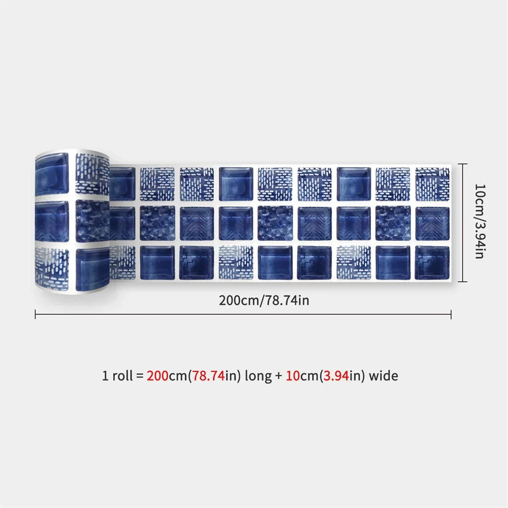 Waterproof Mosaic Peel and Stick Wall Stickers, 10 x 200 cm Strip 42
