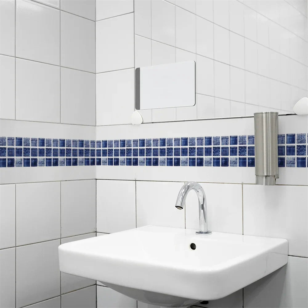 Waterproof Mosaic Peel and Stick Wall Stickers, 10 x 200 cm Strip 15