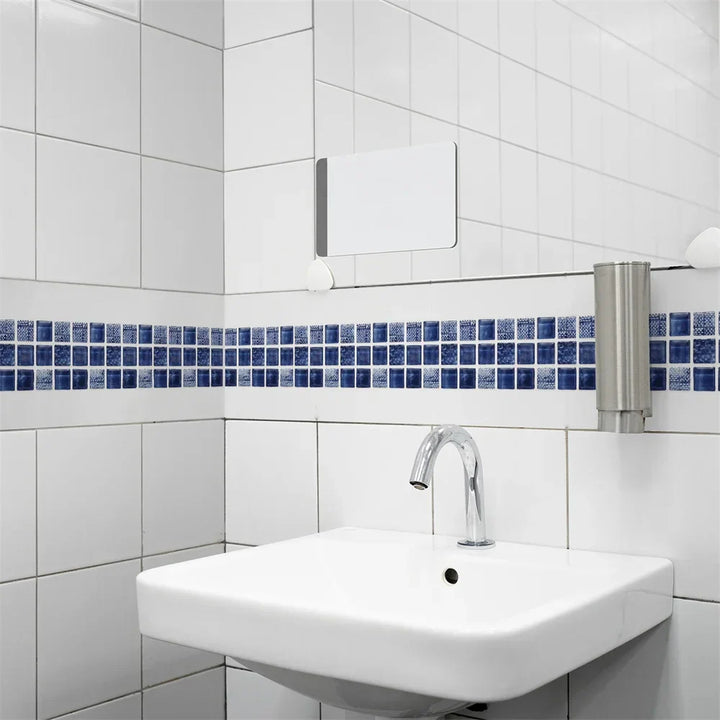 Waterproof Mosaic Peel and Stick Wall Stickers, 10 x 200 cm Strip 15