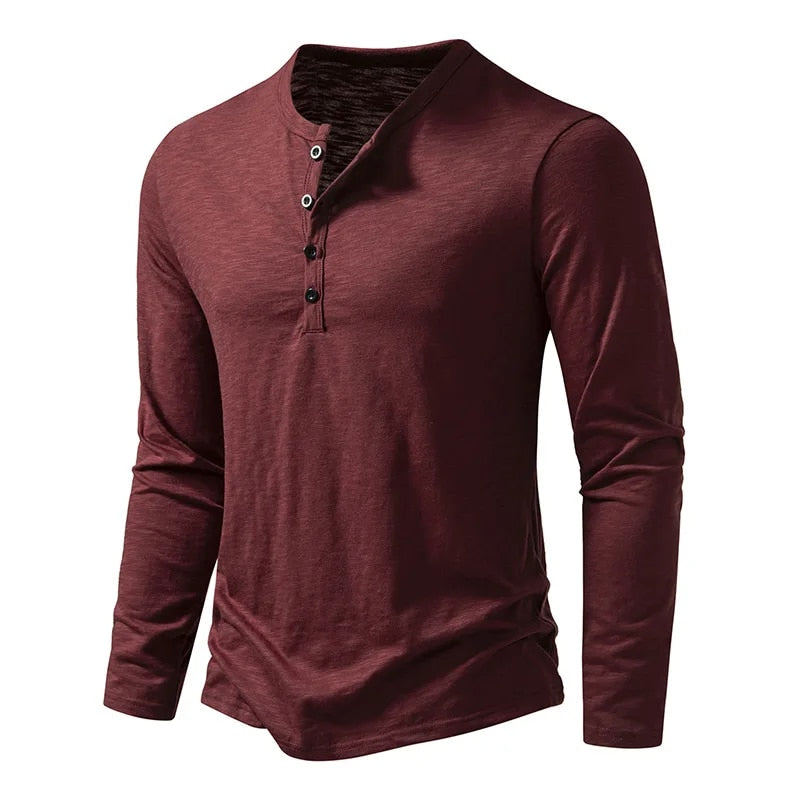Classic Men's Henley Shirt, Soft 100% Cotton, Slim Fit 12