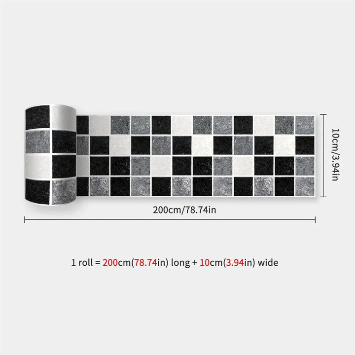 Waterproof Mosaic Peel and Stick Wall Stickers, 10 x 200 cm Strip 26